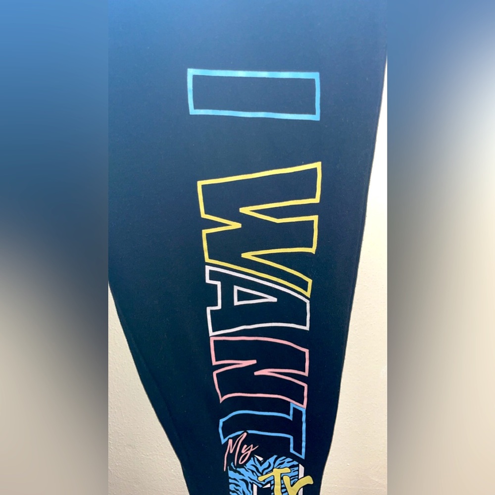 pastel MTV black rainbow sweatpants